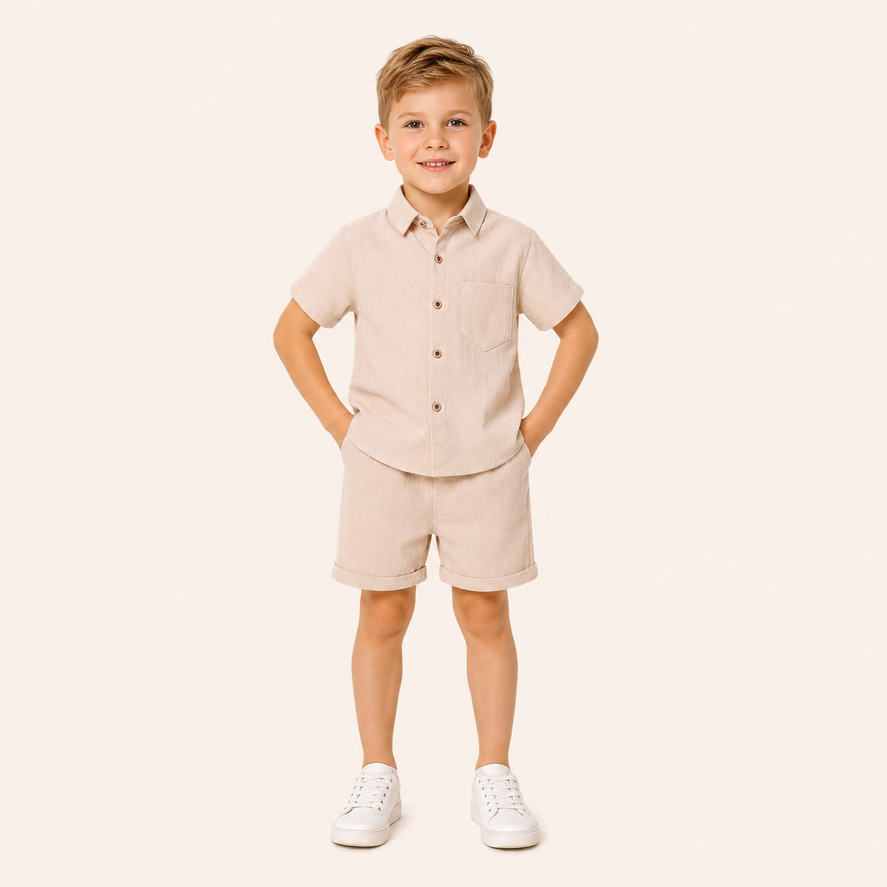 Jongens zomerset 2-delig – katoenen overhemd met shorts in meerdere kleuren