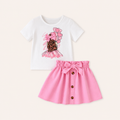 Meisjes 2-delige zomerset met t-shirt en rok