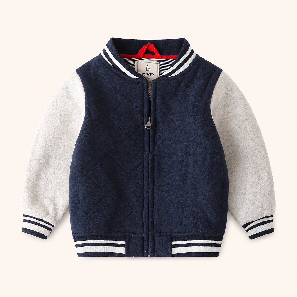Jongens Baseballjack met Patchwork Mouwen | Marineblauw