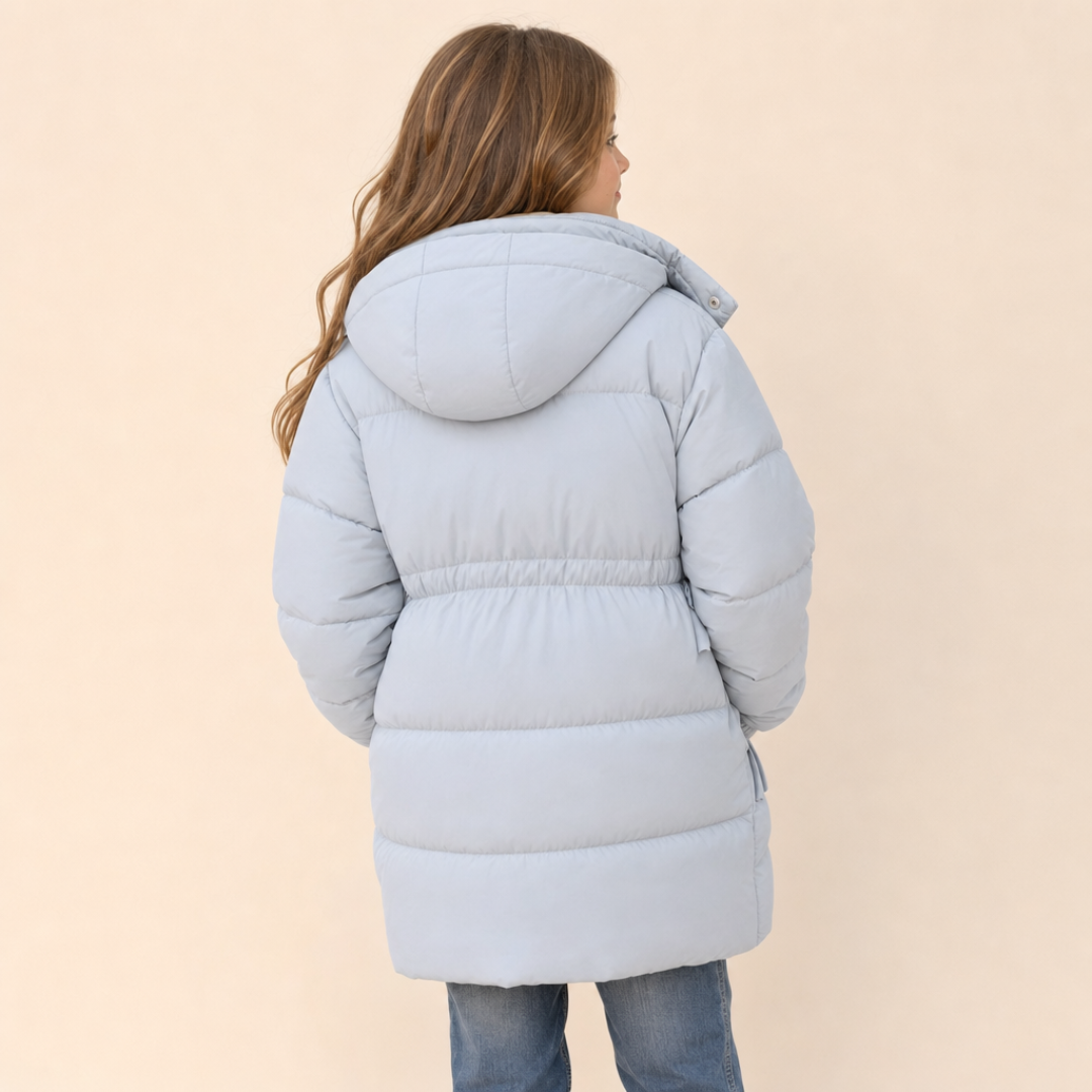Meisjes Winterjas Grijs - model achterkant