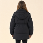 Meisjes Winterjas Zwart - model achterkant