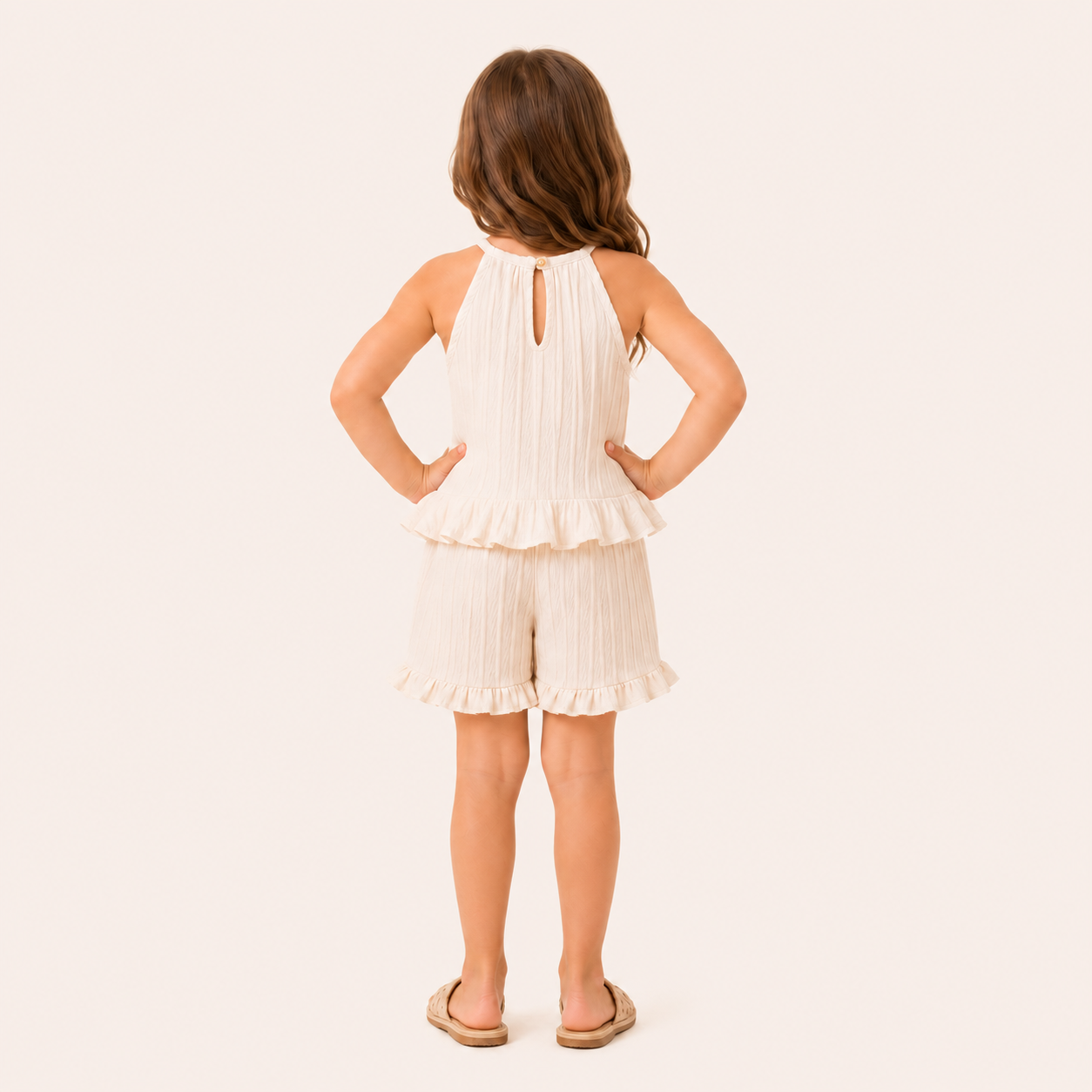Meisjes 2-delige Ruffle Zomerset – Wit
