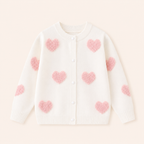 Meisjes Gebreid Vest met Hartjespatroon en Knoopjes | 4 kleuren