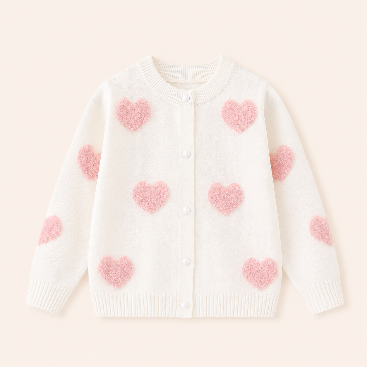 Meisjes Gebreid Vest met Hartjespatroon en Knoopjes | 4 kleuren