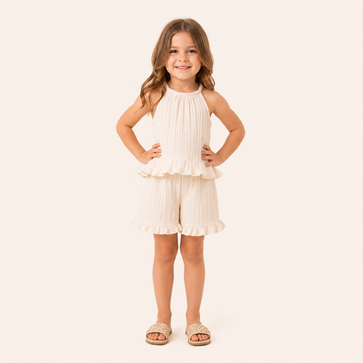 Meisjes 2-delige Ruffle Zomerset – Wit