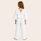 Meisjes 2-delige Linnen Set met Pofmouwen Top en Broek