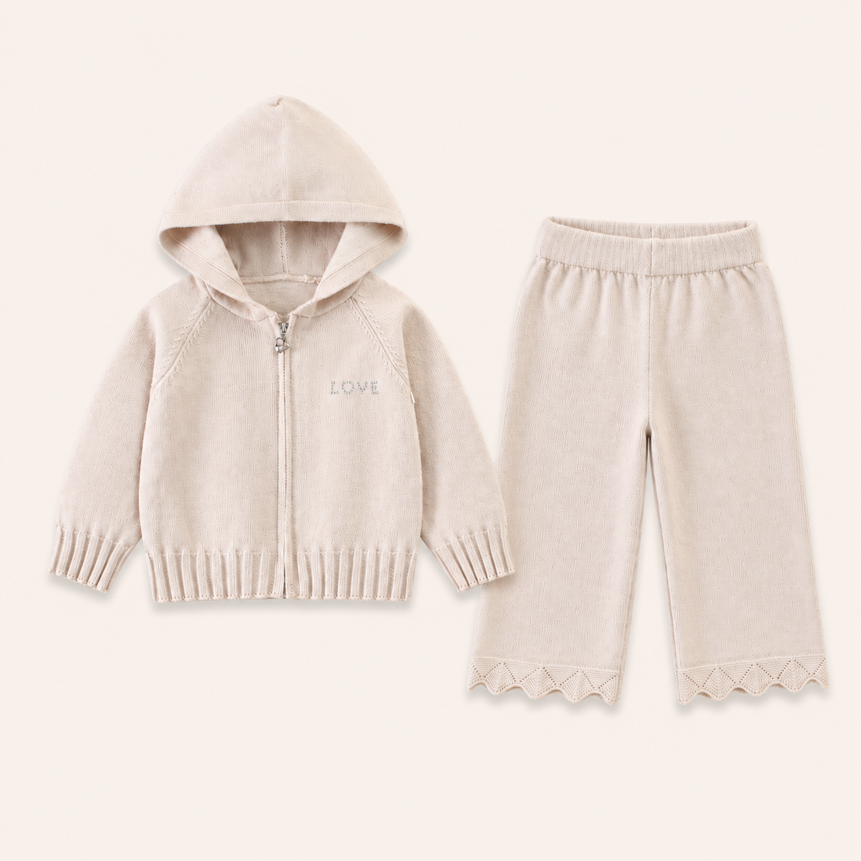 Meisjes Gebreide Trui-Set met Capuchon en Rits | 4 kleuren