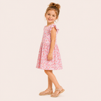 Meisjes Zomerjurk met Aardbei Print en Vlindermouwtjes | Roze