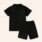 Jongens zomerset 2-delig – witte polo met rits en bijpassende shorts