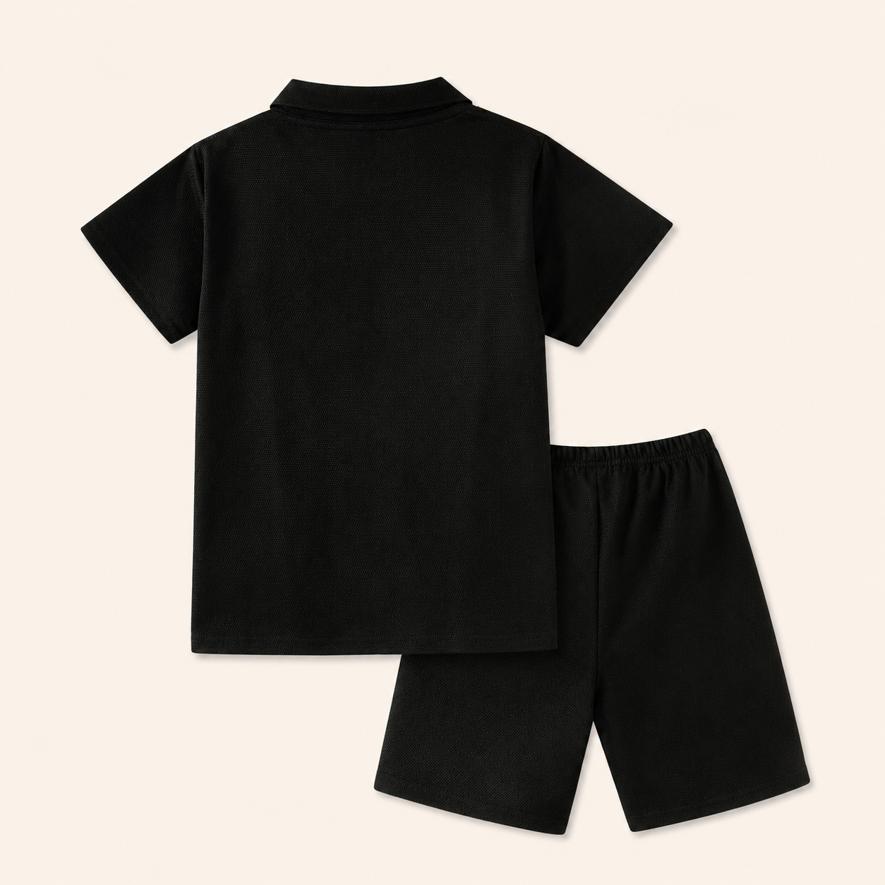 Jongens zomerset 2-delig – witte polo met rits en bijpassende shorts