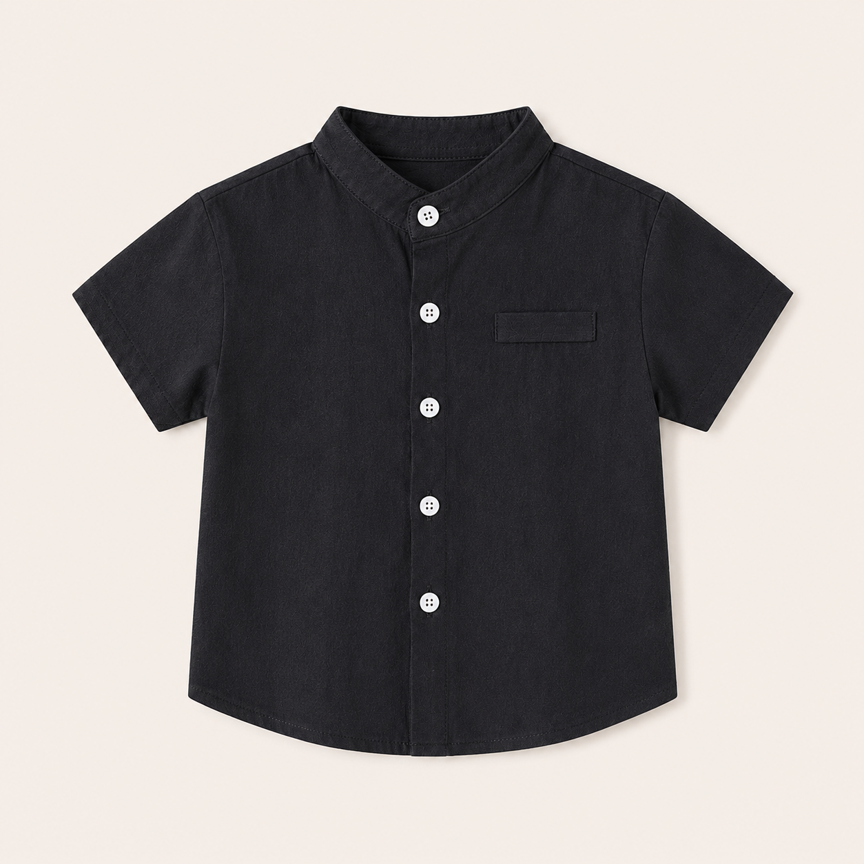 Katoenen Jongensoverhemd met Staande Kraag - 4 Kleuren