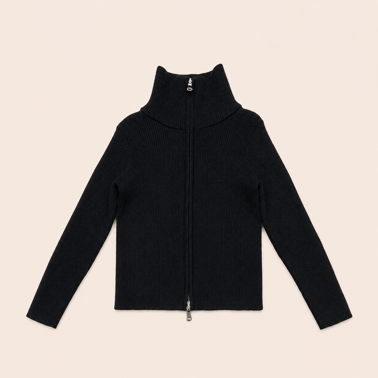 Meisjes Gebreid Vest met Dubbele Rits en Coltrui | 3 kleuren